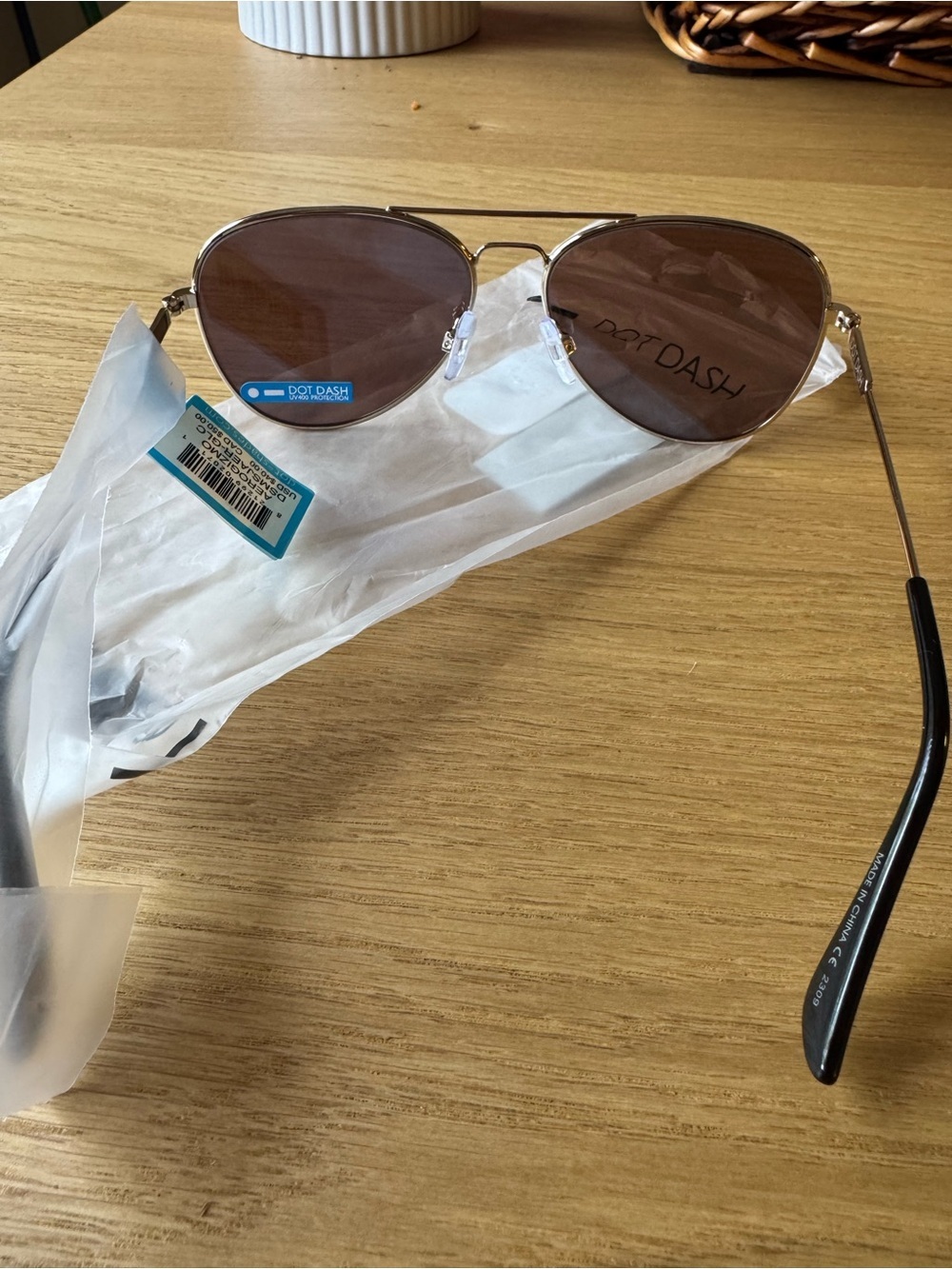 Dot Dash Blue Mirror Aviator Sunglasses UV400 Gold Frame NWT - Picture 6 of 6